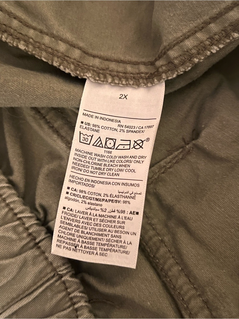 Old Navy High Rise OG Chino Cargo Pants Olive Green 2X - Picture 3 of 4